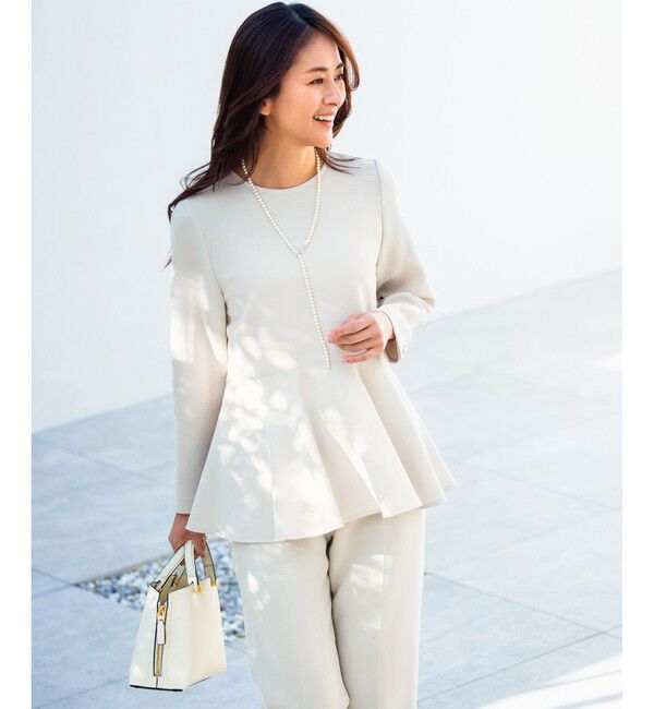 ROPE「トリアセダブルクロスペプラムブラウス/イージーケア」|シャツ・ブラウス|