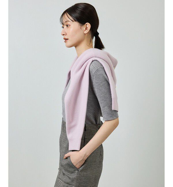 ROPE「ワイドリブラウンドネック スーパーメリノウール ニット/イージーケア」|ニット・セーター|