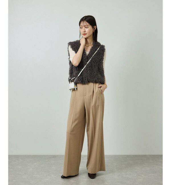 ROPE「ワイドリブラウンドネック スーパーメリノウール ニット/イージーケア」|ニット・セーター|