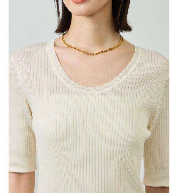 ROPE「ワイドリブラウンドネック スーパーメリノウール ニット/イージーケア」|ニット・セーター|