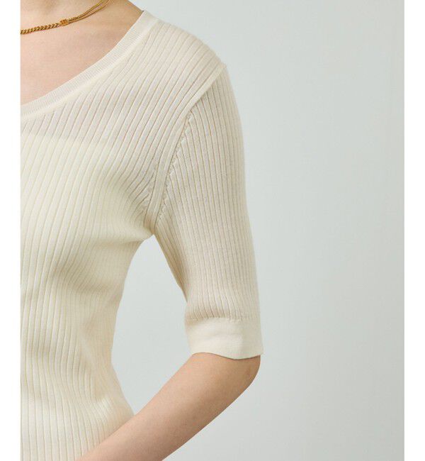 ROPE「ワイドリブラウンドネック スーパーメリノウール ニット/イージーケア」|ニット・セーター|