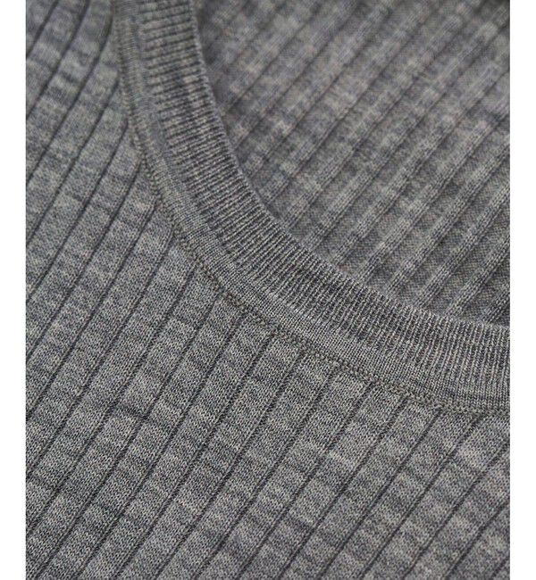 ROPE「ワイドリブラウンドネック スーパーメリノウール ニット/イージーケア」|ニット・セーター|