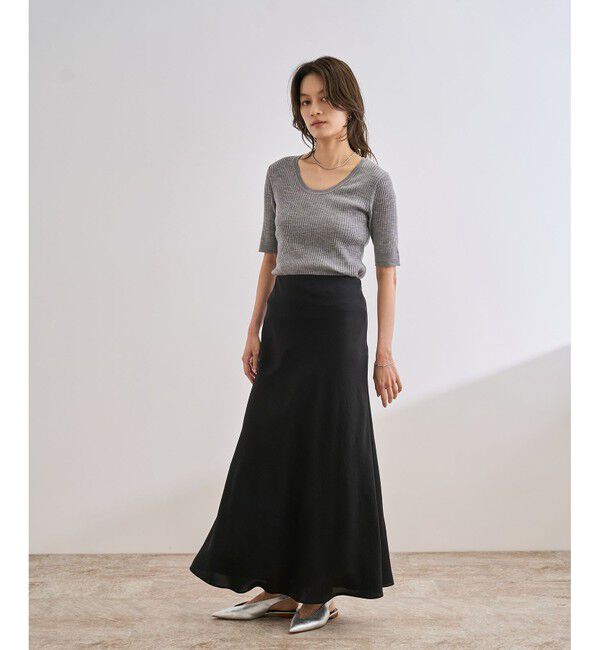 ROPE「ワイドリブラウンドネック スーパーメリノウール ニット/イージーケア」|ニット・セーター|