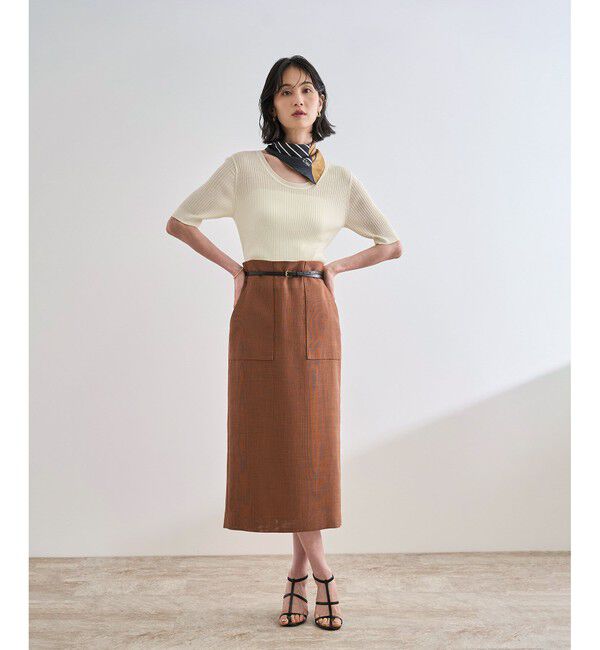 ROPE「ワイドリブラウンドネック スーパーメリノウール ニット/イージーケア」|ニット・セーター|