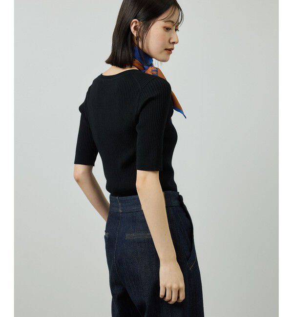 ROPE「ワイドリブラウンドネック スーパーメリノウール ニット/イージーケア」|ニット・セーター|