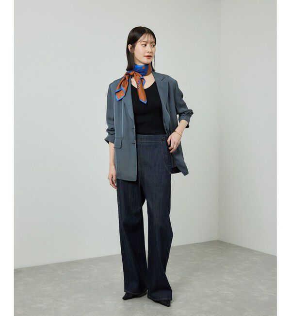 ROPE「ワイドリブラウンドネック スーパーメリノウール ニット/イージーケア」|ニット・セーター|