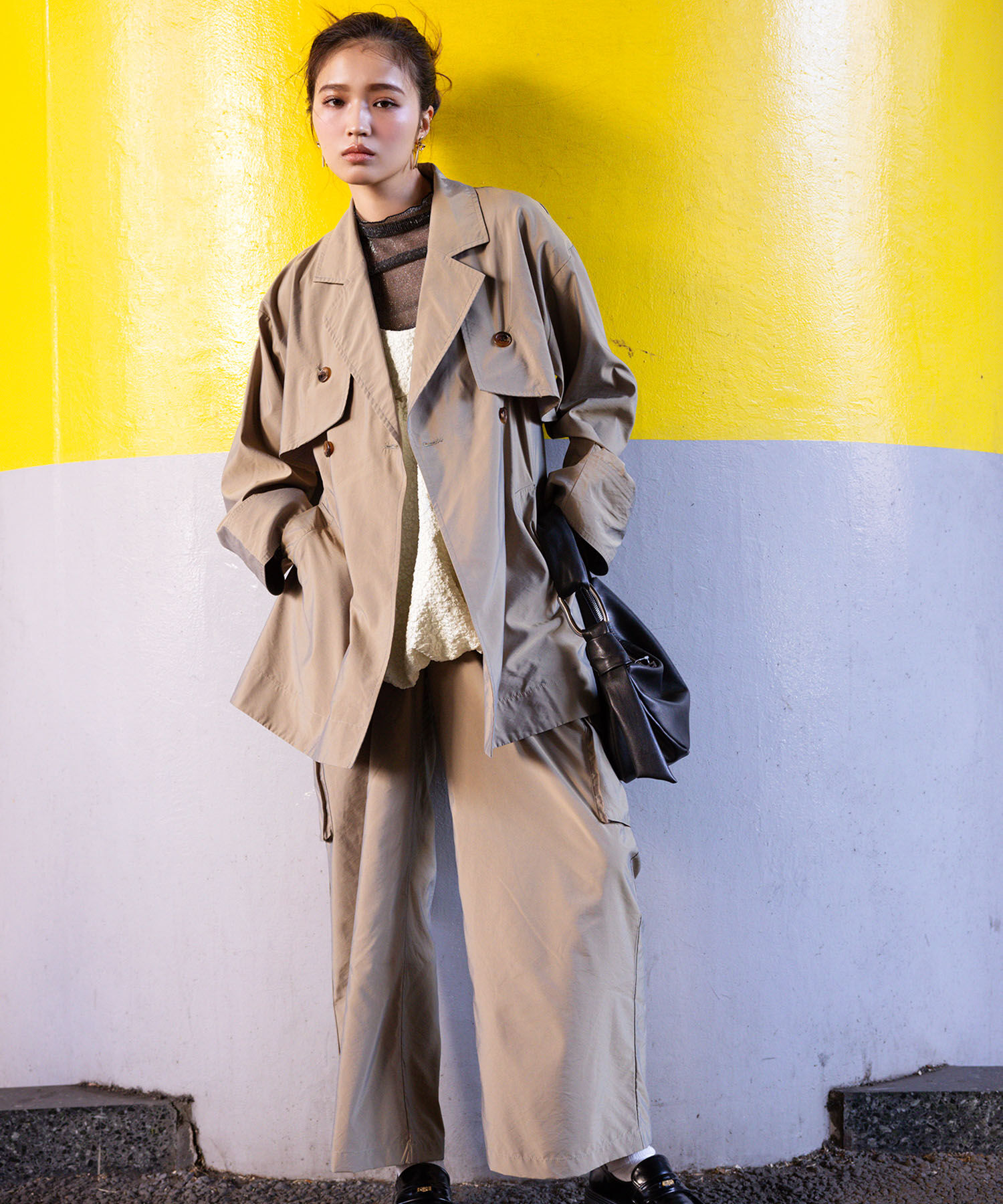 VIS「【セットアップ対応】マルチWAYミドル丈ジレトレンチコート」|トレンチコート|カーキ系(38)