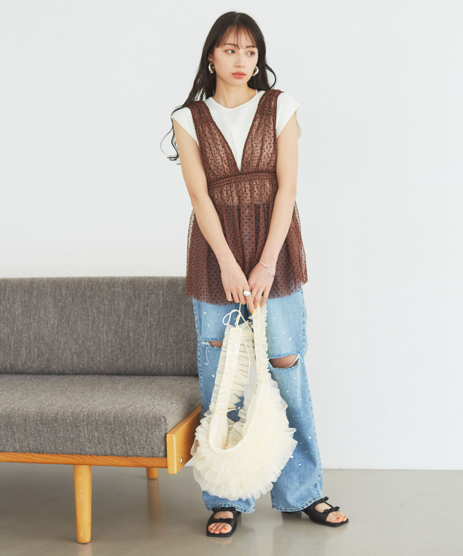 VIS「【ご好評につき追加生産】チュールフリルショルダーバッグ【3WAY】」|ショルダー・メッセンジャー|