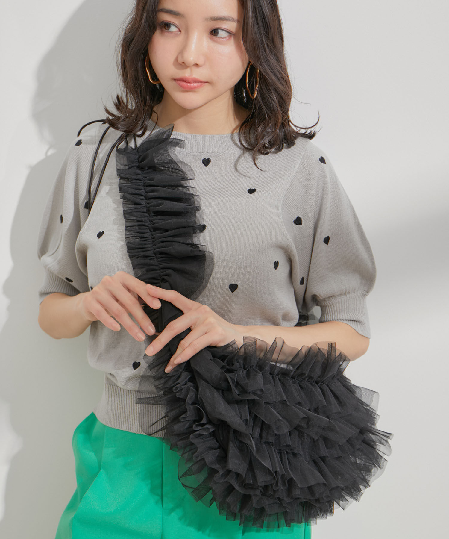 VIS「【ご好評につき追加生産】チュールフリルショルダーバッグ【3WAY】」|ショルダー・メッセンジャー|