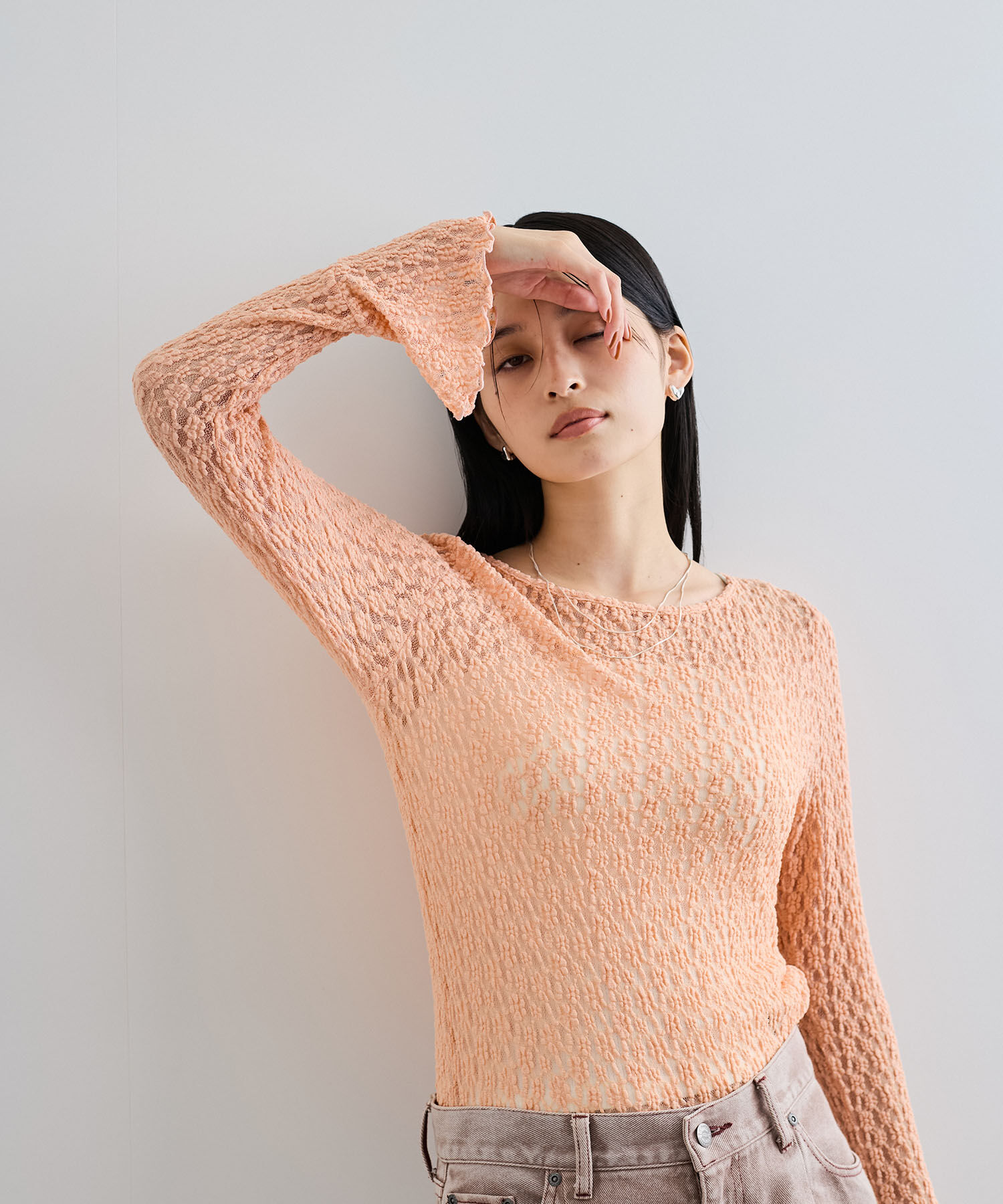 VIS「レースフレアースリーブトップス」|Tシャツ・カットソー|