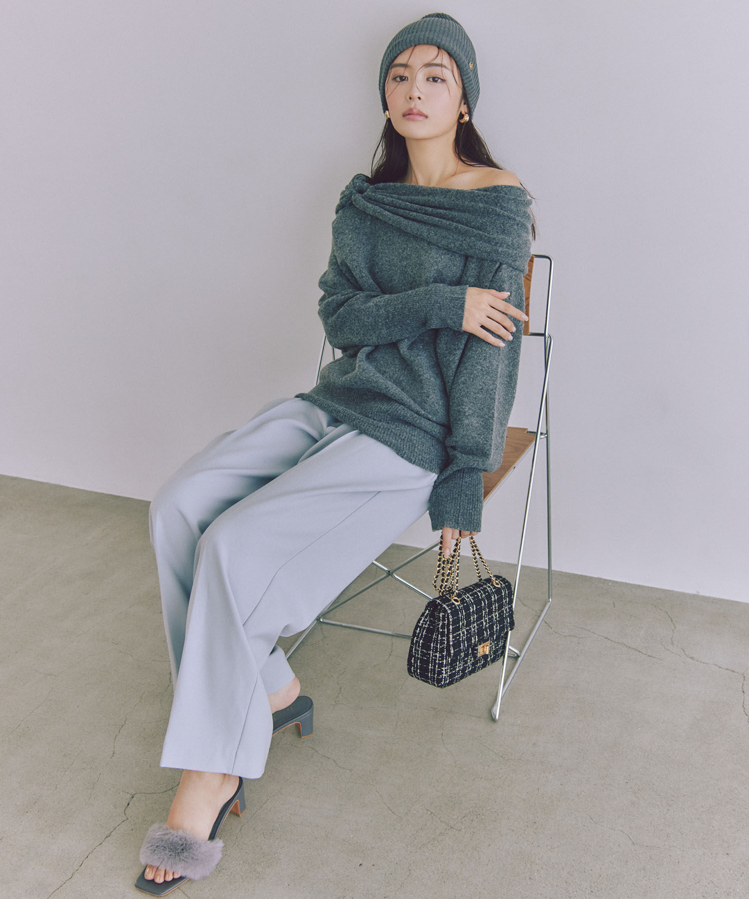 VIS「【新色追加】【美easy】ウーリッシュ2タックワイド/スラックスパンツ【洗える】」|スラックス|