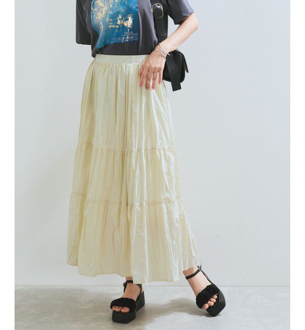 VIS「【洗える】ワッシャー加工スカート」|スカート|ベージュ(27)