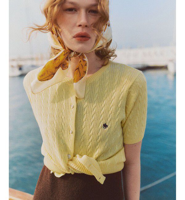VIS「【POLO BCS】VIS別注ハーフスリーブミニケーブルカーディガン」|カーディガン|イエロー(80)
