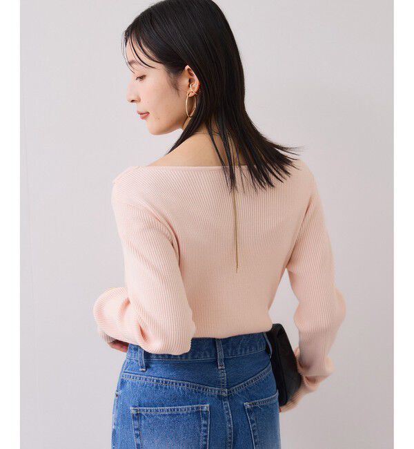 VIS「【美得】ドレープオフショルダーリブニット/イージーケア」|ニット・セーター|