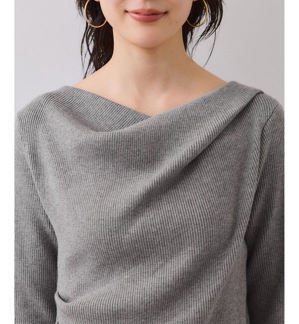 VIS「【美得】ドレープオフショルダーリブニット/イージーケア」|ニット・セーター|