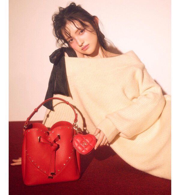 VIS「ラインストーン＆スタッズハートカットバッグ」|ショルダー・メッセンジャー|