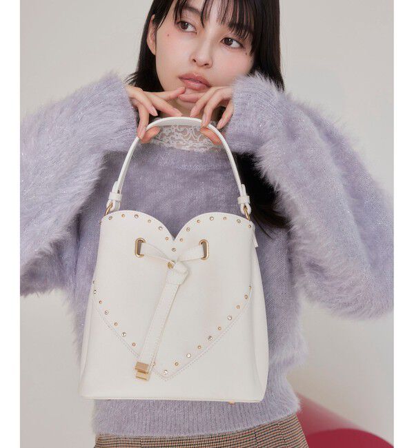 VIS「ラインストーン＆スタッズハートカットバッグ」|ショルダー・メッセンジャー|