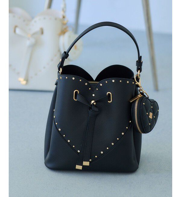 VIS「ラインストーン＆スタッズハートカットバッグ」|ショルダー・メッセンジャー|