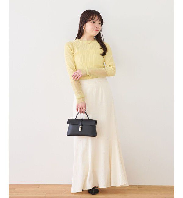 VIS「【WEB限定】袖シアー切り替えリブニットプルオーバー」|ニット・セーター|