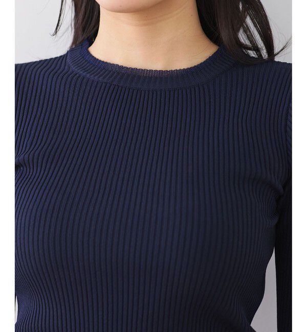 VIS「【WEB限定】袖シアー切り替えリブニットプルオーバー」|ニット・セーター|