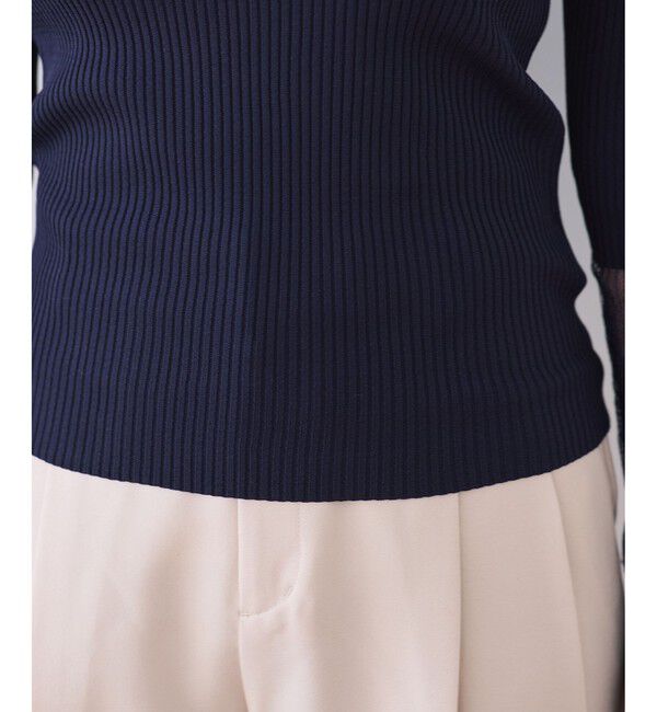 VIS「【WEB限定】袖シアー切り替えリブニットプルオーバー」|ニット・セーター|