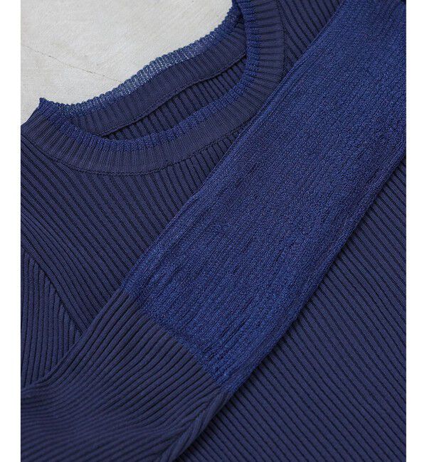 VIS「【WEB限定】袖シアー切り替えリブニットプルオーバー」|ニット・セーター|