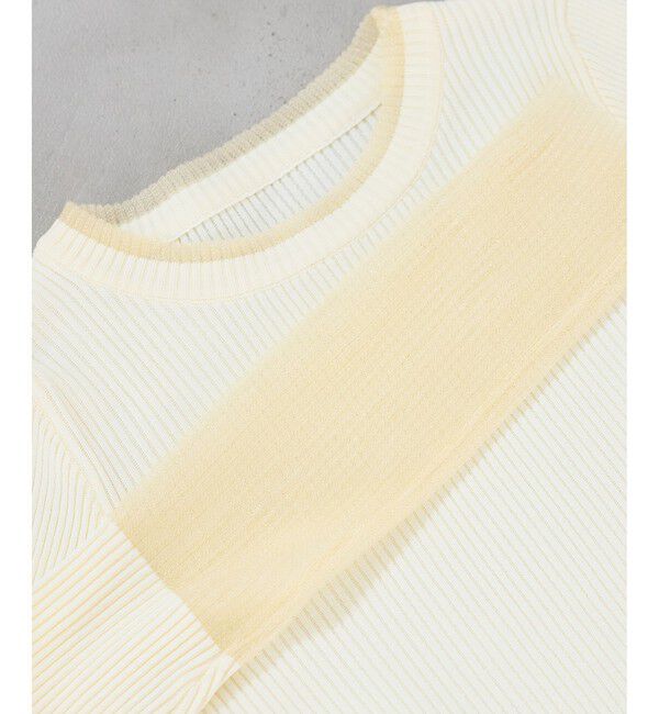 VIS「【WEB限定】袖シアー切り替えリブニットプルオーバー」|ニット・セーター|