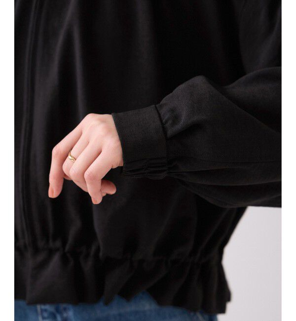 VIS「美easyリネンライクジップ裾フリルブルゾン/イージーケア・接触冷感」|ブルゾン・スタジャン|