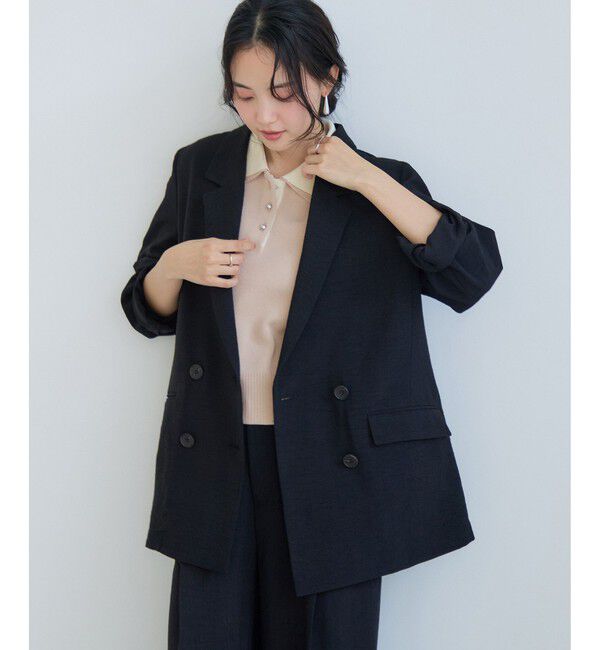 VIS「ダブルカラー半袖ポロニットトップス/イージーケア・WEB限定カラー」|ポロシャツ|