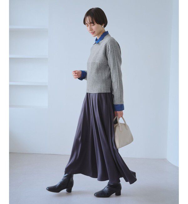 Rope&rsquo;Picnic「もちもちリブ切り替えニットプルオーバー/イージーケア・リンクコーデ」|ニット・セーター|