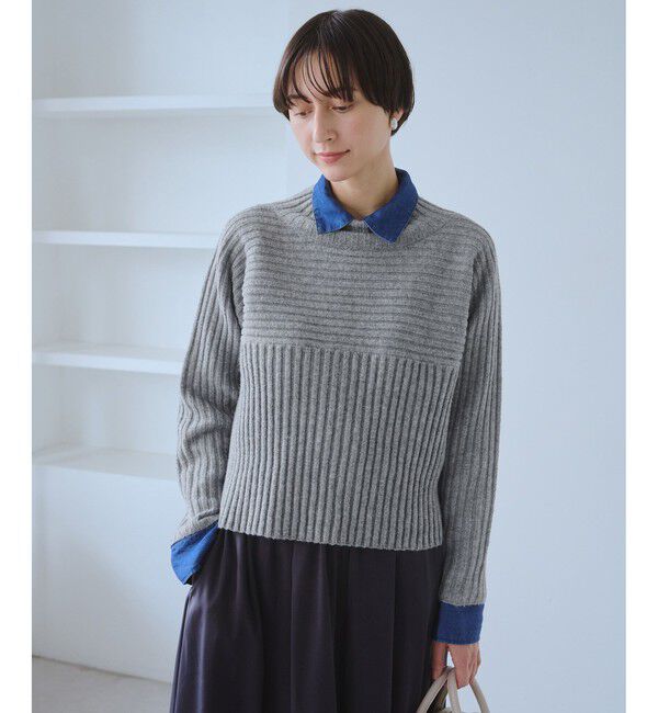 Rope&rsquo;Picnic「もちもちリブ切り替えニットプルオーバー/イージーケア・リンクコーデ」|ニット・セーター|