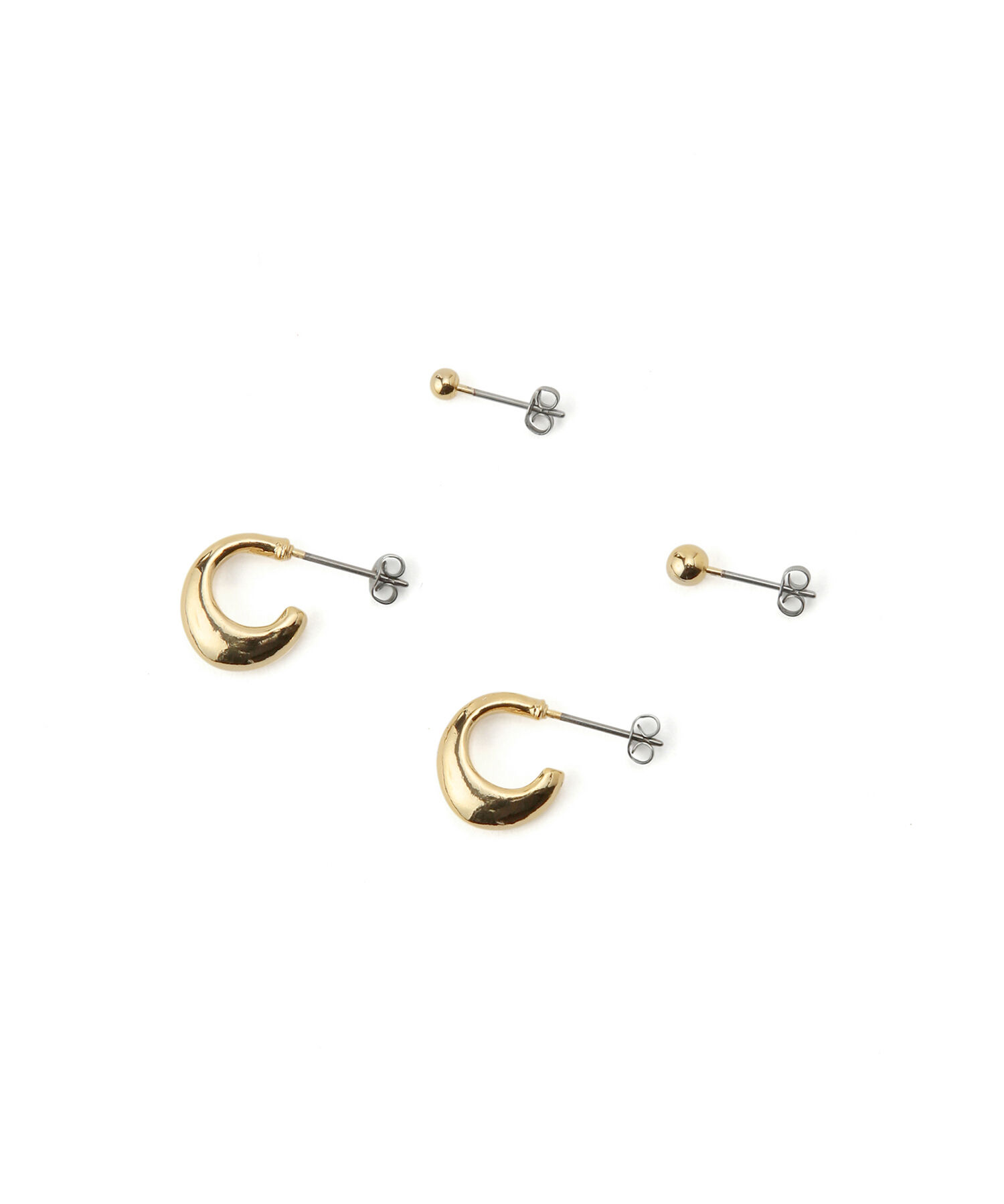 ADAM ET ROPE'「【LES BIJOUX】メタルフープ＆パールセットピアス」|ピアス|