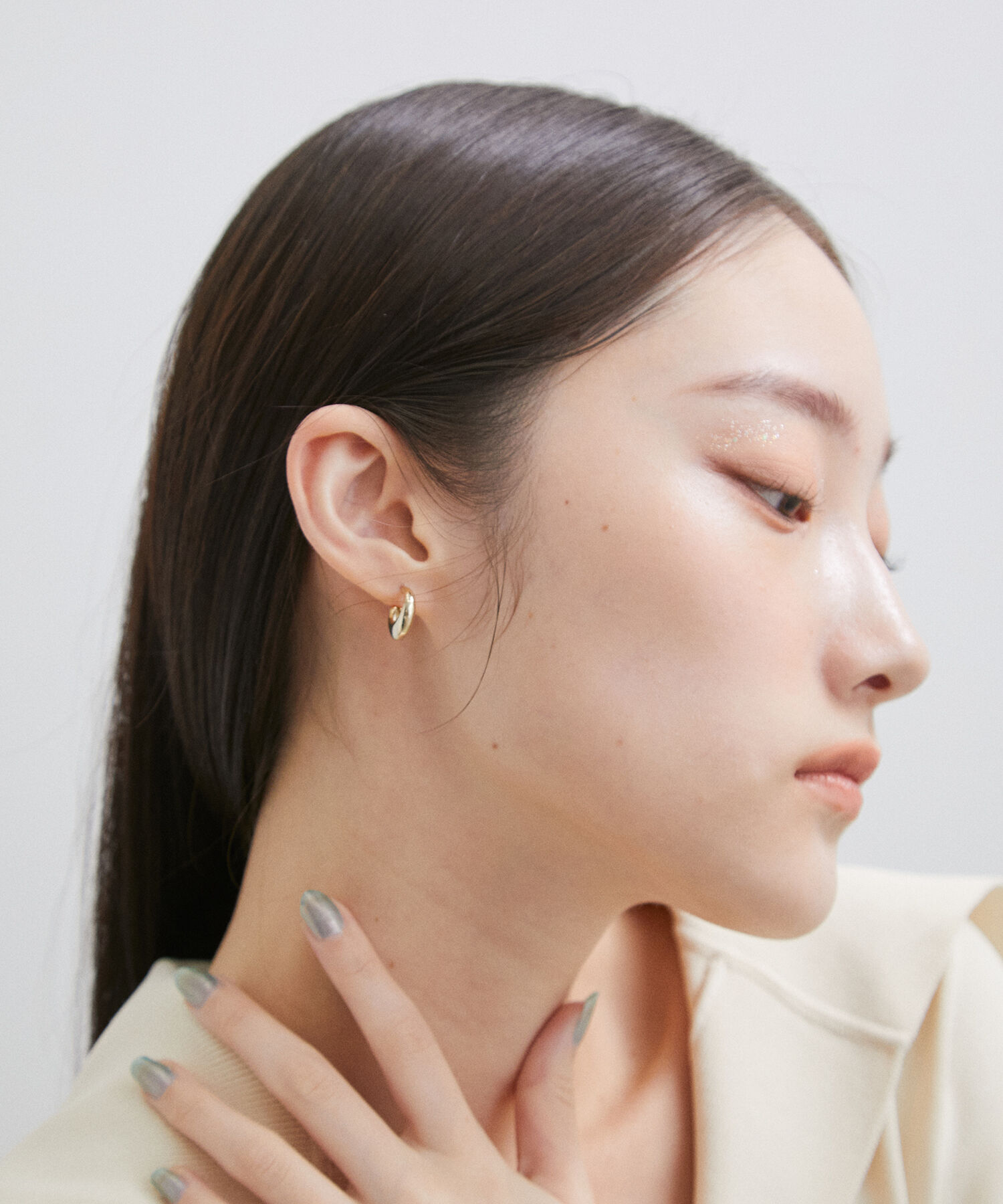 ADAM ET ROPE'「【LES BIJOUX】メタルフープ＆パールセットピアス」|ピアス|
