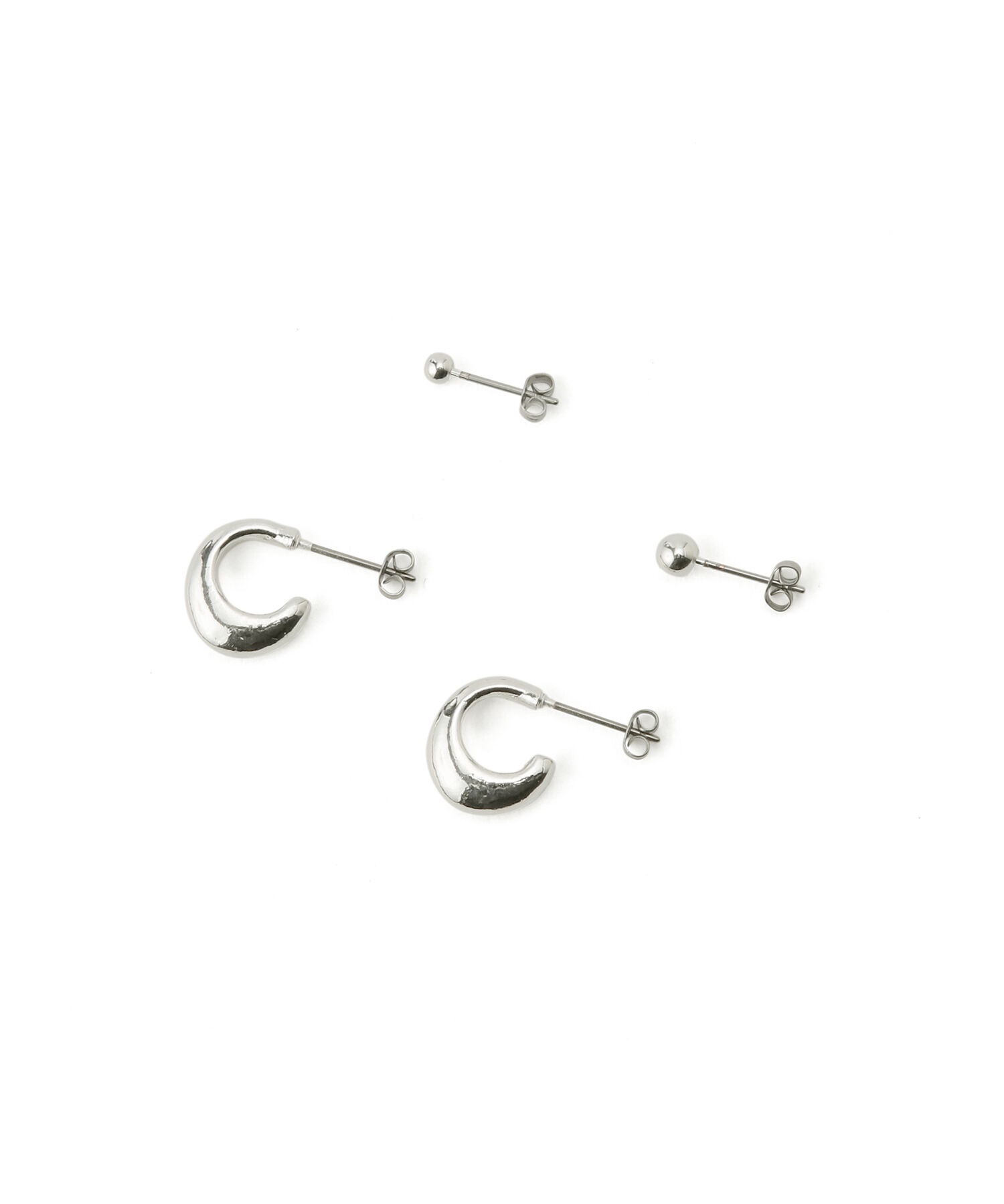 ADAM ET ROPE'「【LES BIJOUX】メタルフープ＆パールセットピアス」|ピアス|