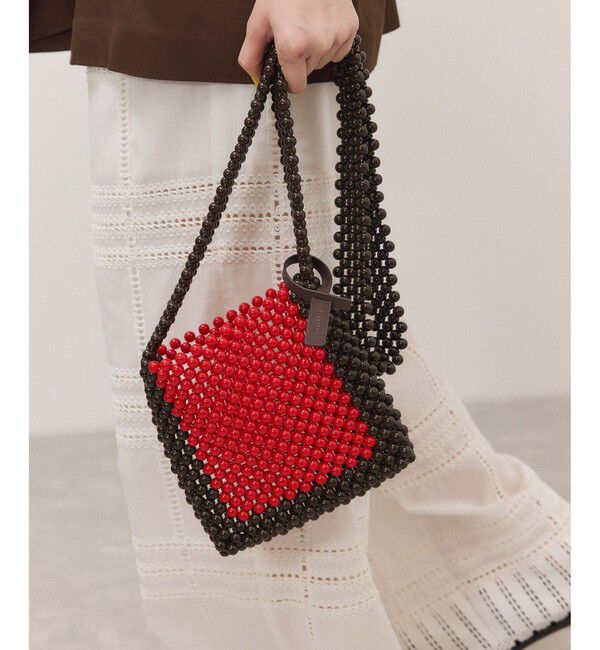 ADAM ET ROPE'「ビーズミニショルダーバッグ」|ショルダー・メッセンジャー|レッド(60)
