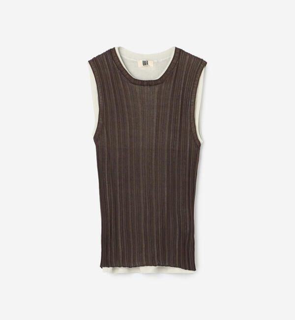 UNFIL「UNFIL | ハイツイストコットン シアー レイヤードスリーブレストップス WOMEN」|ニット・セーター|