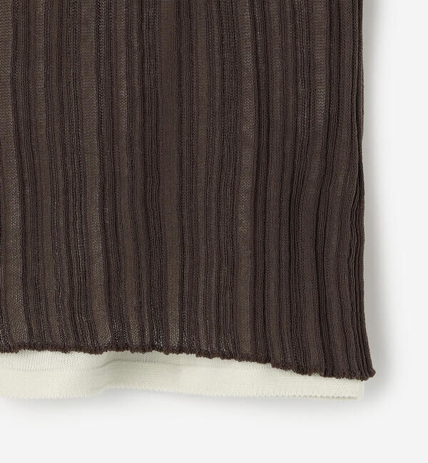 UNFIL「UNFIL | ハイツイストコットン シアー レイヤードスリーブレストップス WOMEN」|ニット・セーター|