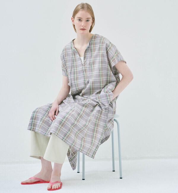  「INDIA INDUSTRY | マドラスチェック カフタンワンピース WOMEN」|シャツ・ブラウス|