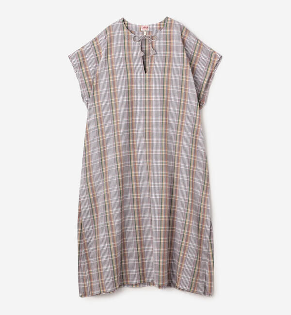  「INDIA INDUSTRY | マドラスチェック カフタンワンピース WOMEN」|シャツ・ブラウス|