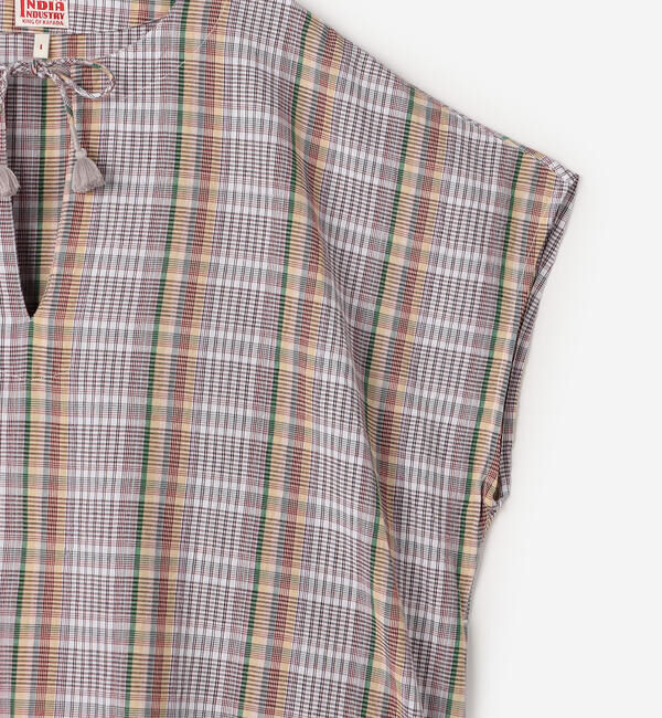  「INDIA INDUSTRY | マドラスチェック カフタンワンピース WOMEN」|シャツ・ブラウス|