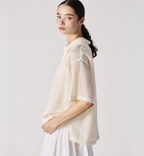  「INDIA INDUSTRY | フラワーレース 半袖シャツ WOMEN」|シャツ・ブラウス|