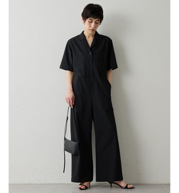 THE PAUSE「【THE PAUSE】ストライプカイキンジャンプスーツ」|ワンピース|ブラック