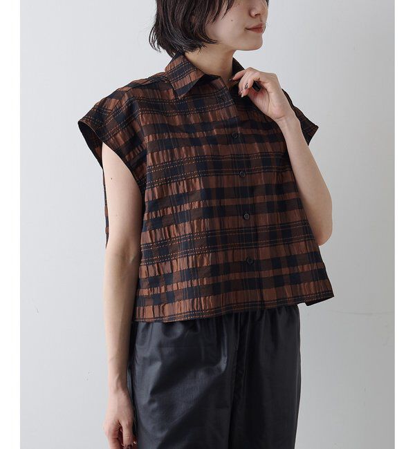 Drawing Numbers「【Drawing Numbers】チェックジャガードフレンチシャツ」|シャツ・ブラウス|