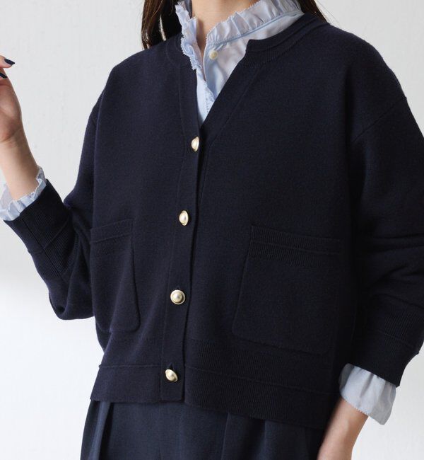  「スキッパースウェットライクカーディガン」|ニット・セーター|ネイビー