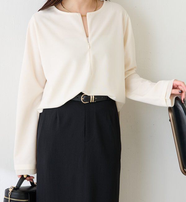  「袖シアー切替ジョーゼットロンT」|Tシャツ・カットソー|