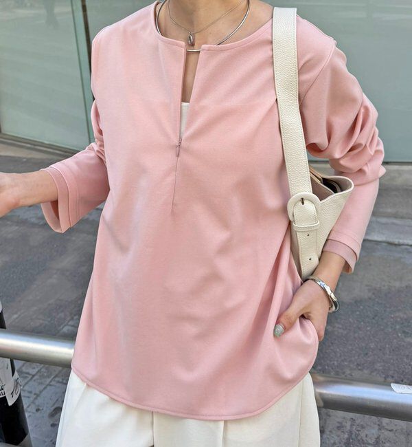  「袖シアー切替ジョーゼットロンT」|Tシャツ・カットソー|