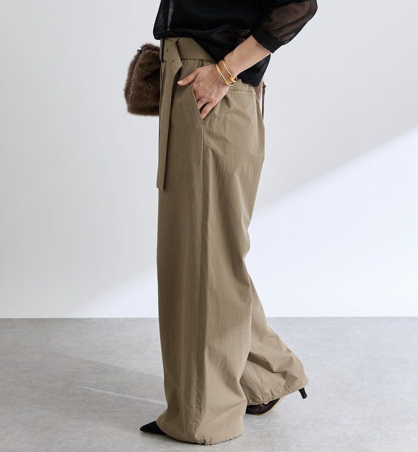  「【こなれ感抜群】ベルテッドワイドパンツ」|チノ|