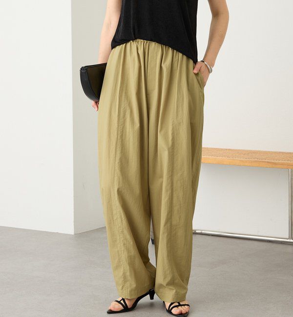  「予約【接触冷感/撥水/花粉ガード】ギャザーバレルパンツ」|チノ|