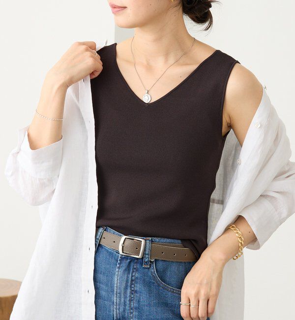  「予約【接触冷感機能付き】クールタッチ2wayニットタンクトップ」|ニット・セーター|