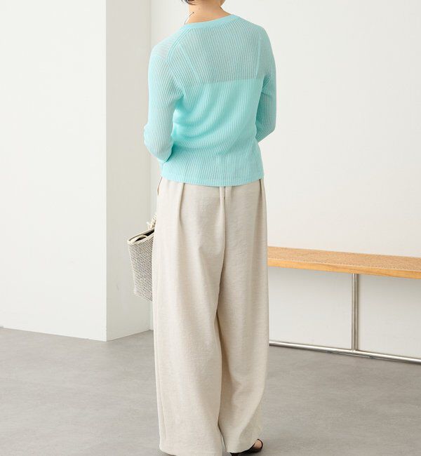  「予約【抜け感】麻混シアーリブカーディガン」|カーディガン|